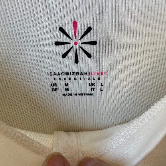 NWOT Isaac Mizrahi QVC Essentials Pima Cotton Rib Long Sleeve Top CREAM, Sz M - Picture 6 of 8